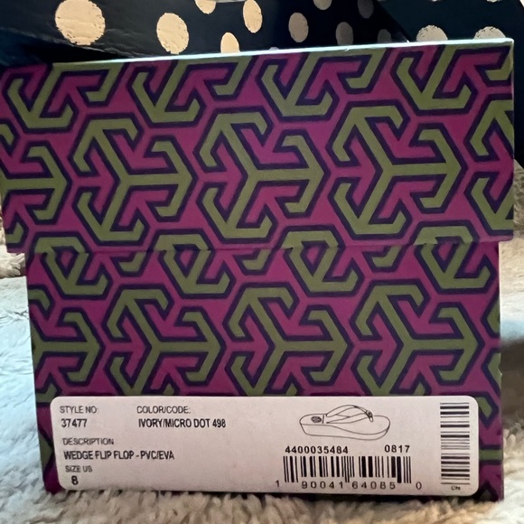 Tory Burch Wedge Ivory Micro Dot Flip Flop with box - Picture 10 of 10